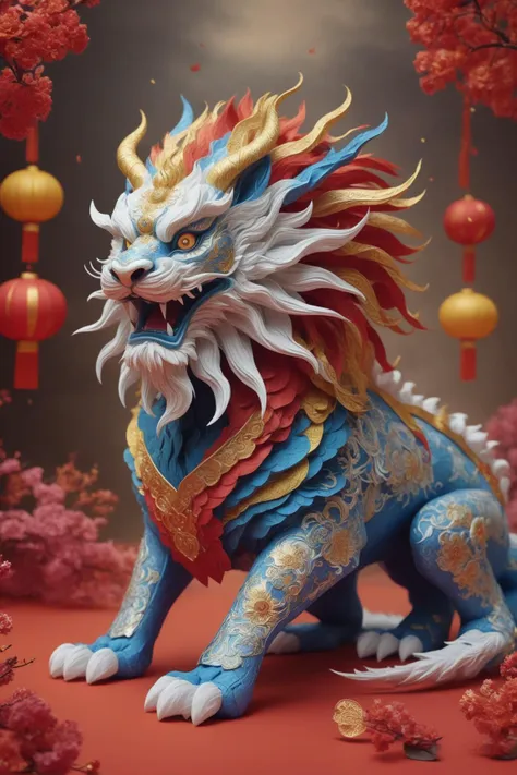 awesome quality, dynamic,upper body,chinese lunar new year lion paper dragon  <lora:DonMM1xXL-v1.1:.6>,