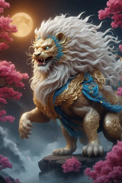 awesome quality, dynamic,upper body,chinese lunar new year lion dragon  <lora:DonMM1xXL-v1.1:.6>,