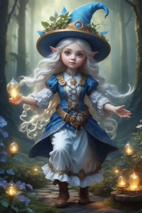 awesome quality, dynamic, heinzelmÃ¤nnchen, mythical small female gnome like beings, household spirits, dressed in traditional german clothing, pointy hat, industrious helpful nature, perform household chores, night, benevolent diligent, gaseous composition  <lora:DonMM1xXL-v1.1:.6>