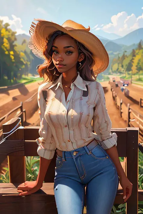 Merger_alice_lupecintamk2,
(country beauty posing against a wooden fence with a plaid shirt and jeans and a cowboy hat, cow girl, country girl, cow girl:1.2),
bokeh, f1.4, 40mm, photorealistic, raw, 8k, textured skin, skin pores, intricate details <lora:epi_noiseoffset2:1>, epiCRealism