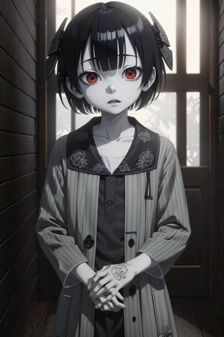 1boy, creepy, sadako, onryo, boy, guro