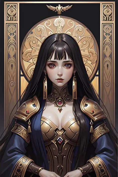 beautiful pale gothic maiden, warhammer 40000, cyberpunk, intricate, elegant, highly detailed, digital painting, artstation, concept art, smooth, sharp focus, illustration, art by artgerm and greg rutkowski and alphonse mucha and Gustav Klimt