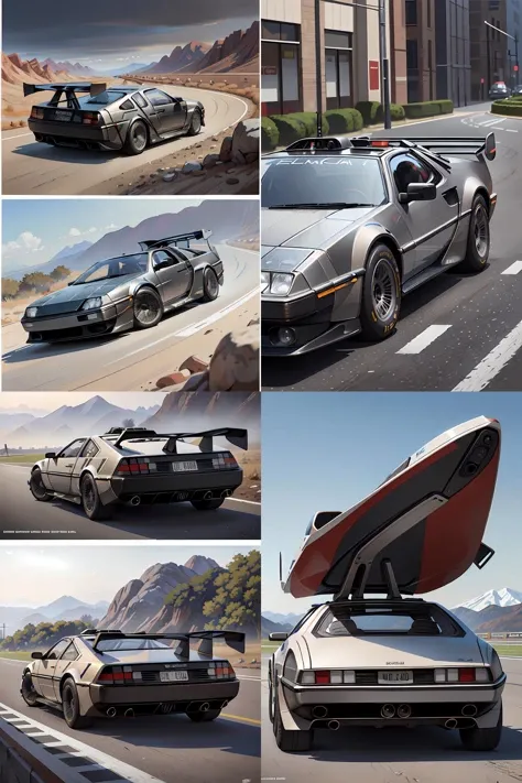 a formula 1 from the future, nuclear powered, racing with doc's delorean detailed, artstation, concept art, donato giancola, joseph christian leyendecker, wlop, strong eyes, highest resolution, extremely detailed | beautiful, establishing shot, artistic, hyperrealistic, enhanced hands, octane render