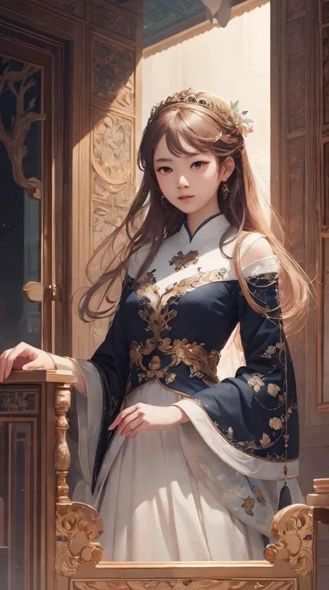 guofeng,illustration,1girl,best quality,highly detailed,best quality,masterpiece,an extremely delicate and beautiful,extremely detailed,8k wallpaper,Amazing,finely detail,best quality,official art,extremely detailed CG unity 8k wallpaper,(style of Victo Ngai:0.5),cute,