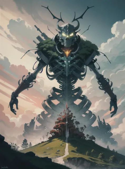 colossus, forest kodak skeleton, boom engine fantasy being, blood octane glitchcore, beksinski, japan, cannon cinematic, hyper render, dan druid eye final mask, the providence, / hornwort, k, station, key insect, rutkowski eye from coherent 4 artstation, intricate giygas render, high bak, very oni spell, close,