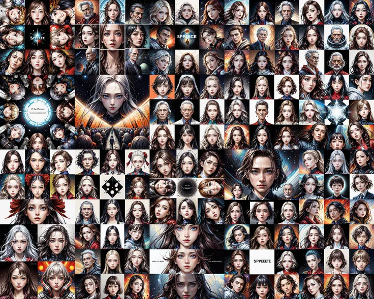 Absolute variety grotesque, Free hyperemotional self-expression regarding endless accurate pictorial collage of your different portraits in different styles, use your imagination, evenly mix females and males of all ages and races in same proportions, (Asians) and Europeans and Africans and Latinos, don't forget to add some kids and (((old) people)), all faces and pictures must be different, use all spectre of your different emotions from happiness to anger, do what you want and how you want, old people and kids don't forget them but keep variety balance
abstract dream, space, intricate, grand scale, alone, cinematic film still, insane detail, sharp focus, depth of field, realistic lighting, (realistic perspective), complex, (multiple subjects), 4k HDR,<lora:add_detail:0.5>,<lora:more_details:0.25>,<lora:20230530123038:0.25>,