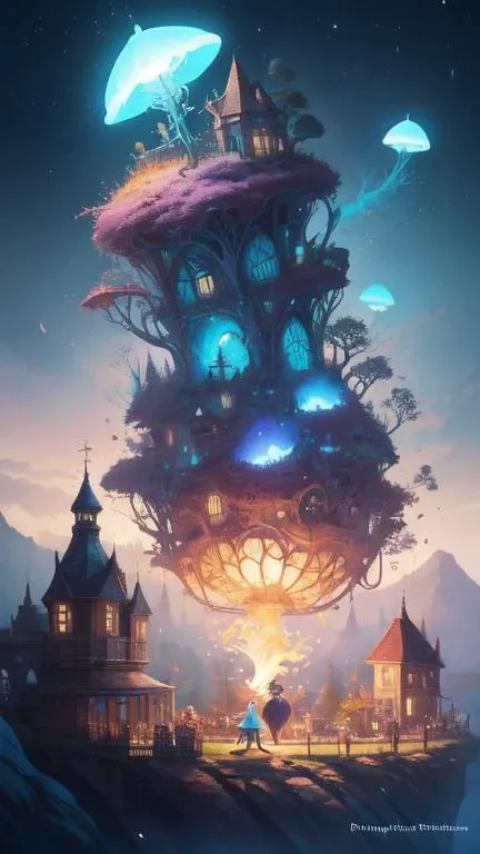 a surreal Bioluminescent, very very very cute Silene in a happy world by Daniel Merriam, Trending on Artstation, oil on Canvas by Elena Zhurikhina and Goro Fujita and Charlie Bowater, octane render, 4k, 8k, HD,
