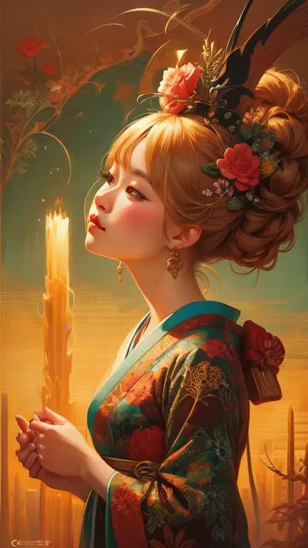 japanese style art by casey weldon and martine johana, rich colors, intricate, elegant, highly detailed, centered, digital painting, artstation, concept art, smooth, sharp focus, illustration