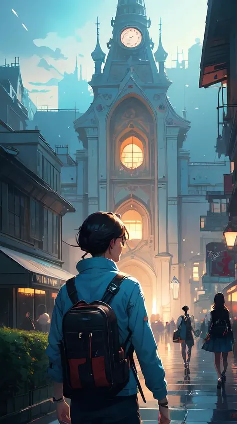 ' lost in a lucid dream, my soul drifted away ', conservatively dressed, masterpiece, bold complimentary colors, very very kawaii, masterfully illustrated by artgerm, stephen bliss, greg rutkowski, loish, rhads, makoto shinkai and lois van baarle, ilya kuvshinov, rossdraws.