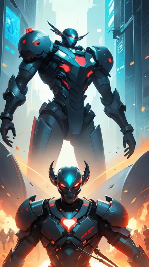 concept art of love death + robots by jama jurabaev, shaddy safadi, feng shu, neil blevins, very long shot, trending on artstation, high quality, brush stroke, for aaa game