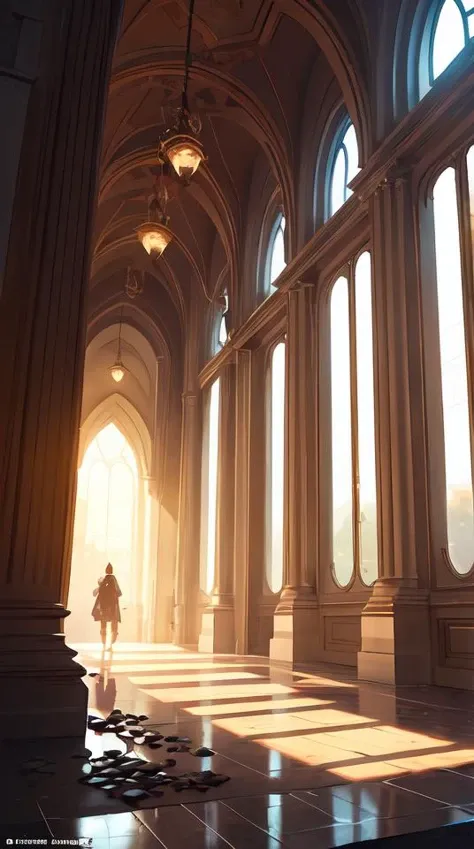 beautiful matte painting of the interior of huge gold mine, small gold nuggets lie scattered on the ground, high ceiling, the entrance to the mine is illuminated by sunlight from outside. by andreas rocha, john howe, martin johnson heade, featured on artstation, featured on behance, featured on illustrationx, featured on conceptartworld, cinematic, frontlight, concept art, landscape photography composition, f 3 2, octane render