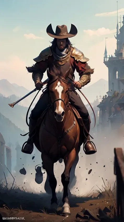 A beautiful highly detailed epic painting of the Horseman of the Apocalypse by Greg rutkowski and Ulpiano Checa, Trending on artstation HD.