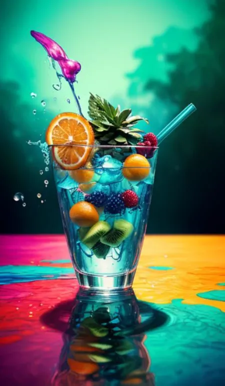 (flat color:1.1),(colorful:1.3),(masterpiece:1.2), best quality, masterpiece, original, extremely detailed wallpaper, looking at viewer,Abstract, 8K, photo shot from front, mid-body portrait, highly-detailed, lots of delicious tropical fruits with drops of moisture on table, a lot of details,floating colorful water,, mysterious expression,stuart little, in a modern and abstract setting, with bold and colorful abstract art, blurred background, bright lighting,<lora:add_detail:0.5>,<lora:more_details:0.25>,<lora:FantasyWorldV1:0.25>,