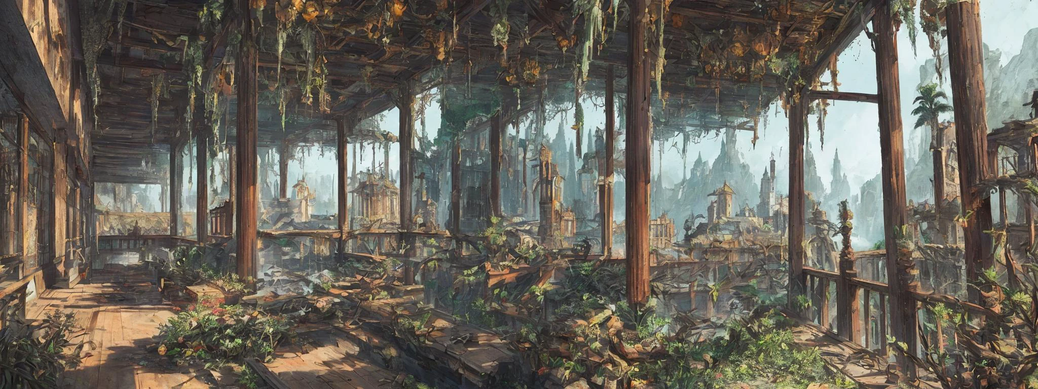 old painting style, abandoned overgrown castle mansion in a forest, oversaturated, princess tower, gazebo, balcony, colorful, highly detailed, high resolution, ray tracing reflections, dramatic lighting, 8k vibrant colors, detailed acrylic, intricate complexity, soft natural volumetric cinematic perfect light, oil painting,star \(sky\), a larger plants, landscape, empty, waterfall, claping,fire, ruin, smoking,warship,a large gunfire,bodies and skull, a lot of widelife,