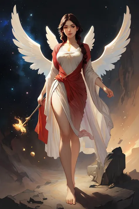 depiction of barefoot woman as an angel carved out of marble, illustration by ruan jia and mandy jurgens and william - adolphe bouguereau, artgerm, 4 k, digital art, surreal, space dandy style, highly detailed, godsend, artstation, digital painting, concept art, smooth, sharp focus, illustration by ruan jia and mandy jurgens and william - adolphe bouguereau