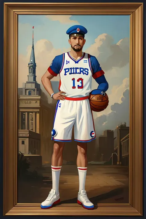 full body portrait of the dictator of the philadelphia 7 6 ers, 1 9 5 5, in full military garb, oil on canvas by william sidney mount, trending on artstation