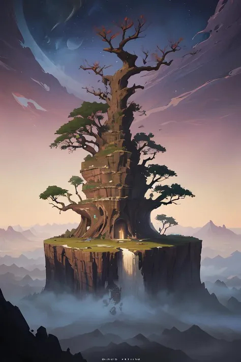 a tree that reaches the moon and the starts with its roots destroying the surface of the earth, mesmerizing, fantastical, concept art, highly detailed, artstation, trending, feng zhu, shaddy safadi, noah bradley, tyler edlin, jordan grimmer, darek zabrocki, neil blevins, tuomas korpi