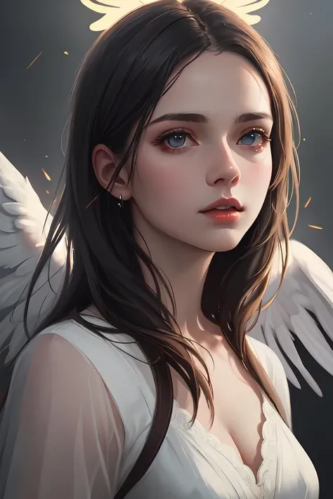 portrait art of female angel, art by alessio albi 8 k ultra realistic, angel wings, lens flare, atmosphere, glow, detailed, intricate, full of colour, led lighting, trending on artstation, 4 k, hyperrealistic, focused, extreme details, unreal engine 5, masterpiece