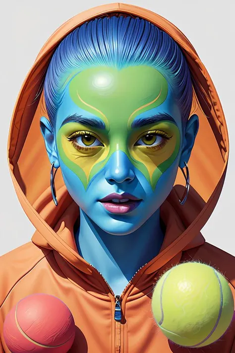 a portrait of a tennis ball monsters, digital art, fantasy, magic, chalk, trending on artstation, ultra detailed, professional illustration by basil gogos
