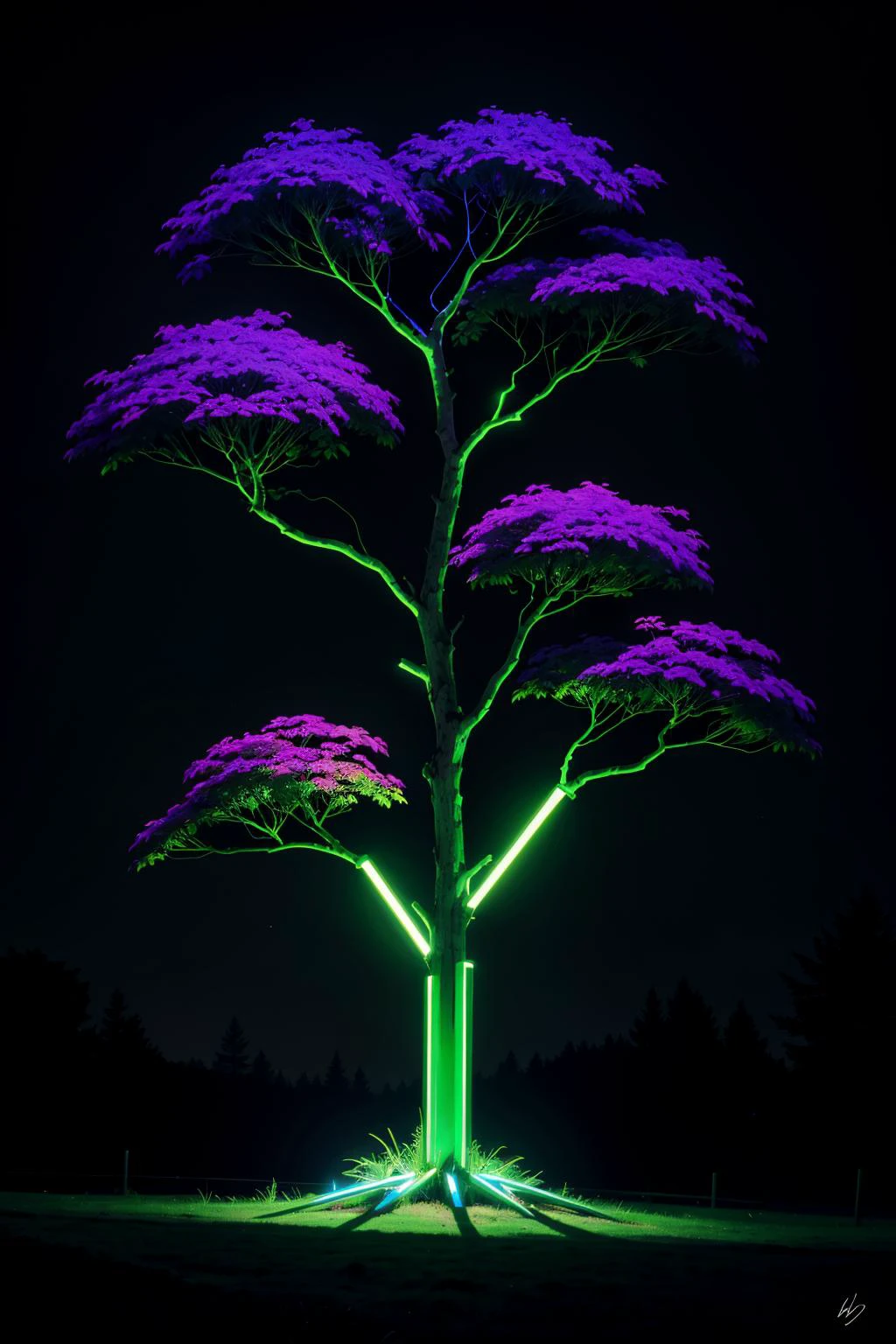 randompunk tree at night, gaunt, shiny, reflective, segmented, smooth <lora:randompunk:0.4> <lora:add_detail:0.5> <lora:waterVFX:0.5>