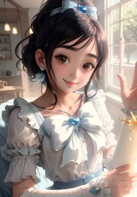 <lora:Pretty_Cure:0.8>, Yukishiro_Honoka, 1girl, smile, (magical, magnificent, masterpiece:1.3)