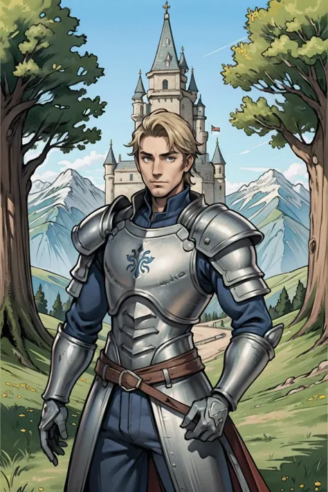 medieval, armored male, (mature male:1.4), cowboy shot, fantasy background, castle, trees, ((masterpiece:1.2)), ((best quality:1.2)), <lora:kuroimori_offset:0.25>, <lora:shexyoStyleLora_shexyolora:0.2>, <lora:yoshida_akihiko:0.2>, <lora:AsuraV1:0.3>, <lora:asanagi:0.25>, <lora:animeoutlineV4_16:0.4>,<lora:soejima_shigenori:0.2>, <lyco:GoodHands-beta2:1.0>