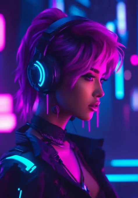 cyberpunk, vaporwave, neon, vibes, vibrant, stunningly beautiful, crisp, detailed, sleek, ultramodern, magenta highlights, dark purple shadows, high contrast, cinematic, ultra detailed, intricate, professional