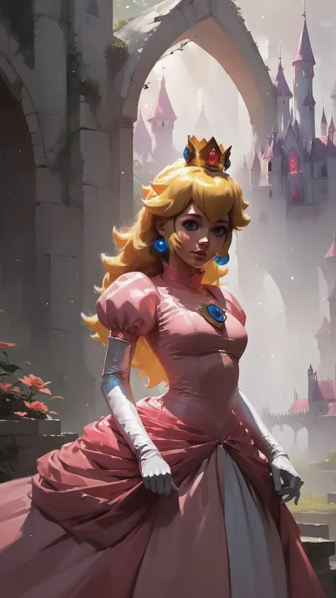 score_9,score_8_up,score_7_up,source_cartoon,source_anime,1girl,intricate,outdoors,castle,highly detailed,soft lighting,soft particles,glowing,medium breasts,curvy,<lora:Digital Art Style SDXL_LoRA_Pony Diffusion V6 XL:0.8>,digital art,realistic,princess peach,pink dress,upper body,