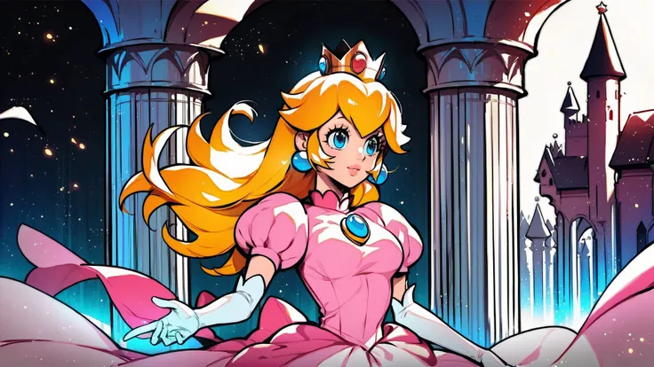 score_9,score_8_up,score_7_up,source_cartoon,source_anime,1girl,intricate,outdoors,castle,highly detailed,soft lighting,soft particles,glowing,medium breasts,curvy,<lora:Line Art Style LoRA XL:0.8>,princess daisy,yellow dress,upper body,shiny dress,