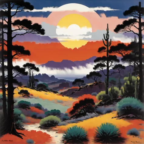 austere Mesa
misty weather
W.W. Denslow, Margaret Preston, Lydia Goldblatt
pop Art style . bright colors, bold outlines, popular culture themes, ironic or kitsch
<lora:Ink Style SDXL_LoRA_20r_10e_14i_nr32_a16_Pony Diffusion V6 XL:1> 20_Ink Style