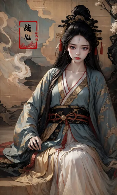 (masterpiece,best quality,realistic),(smokeSmoke surround:1.1)
hanfu,chinese_clothes,long_sleeves,1girl,solo,black_hair,hair_ornament,chinese painting mural, Black, gold
<lora:lute_20231115030944:0.8> <lora:Smoke:0.5> <lora:md_20230905090446:0.5>