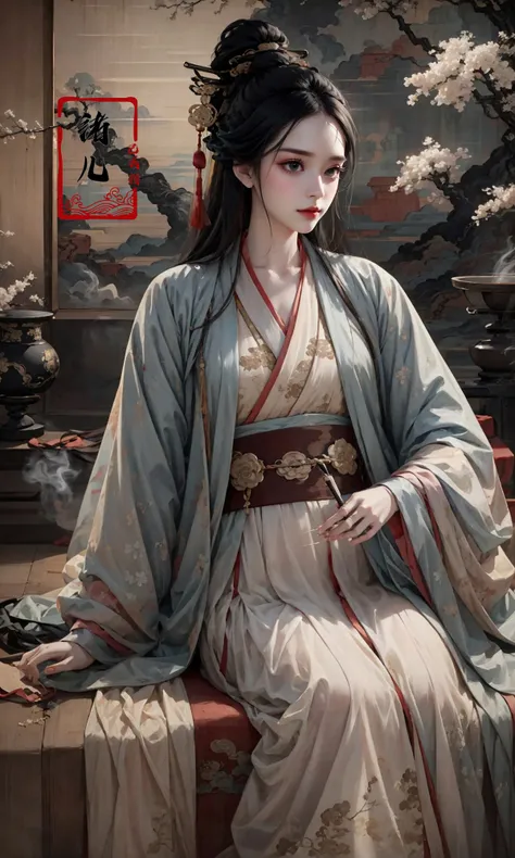 (masterpiece,best quality,realistic),(smokeSmoke surround:1.1)
hanfu,chinese_clothes,long_sleeves,1girl,solo,black_hair,hair_ornament,chinese painting mural, <lora:lute_20231115030944:0.8>
<lora:Smoke:0.3> <lora:md_20230905090446:0.3>