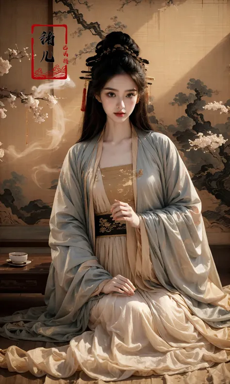 (masterpiece,best quality,realistic),(smokeSmoke surround:1.1)
hanfu,chinese_clothes,long_sleeves,1girl,solo,black_hair,hair_ornament,chinese painting mural, Black, gold
<lora:lute_20231115030944:0.8> <lora:Smoke:0.4> <lora:md_20230905090446:0.5>