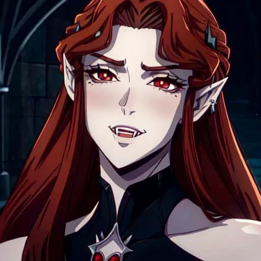 full body,<lora:lenoreV2:0.6>lenore,1girl,solo,long hair,brown hair,red eyes,jewelry,earrings,pointy ears,fangs,(best quality),(ultra detailed),(8k, 4k, intricate),(full-body-shot:1),(highly detailed:1.2),(detailed face:1.2),,<lora:add_detail:0.7>,<lora:castlevania_style_offset:0.5>,castlevania style,