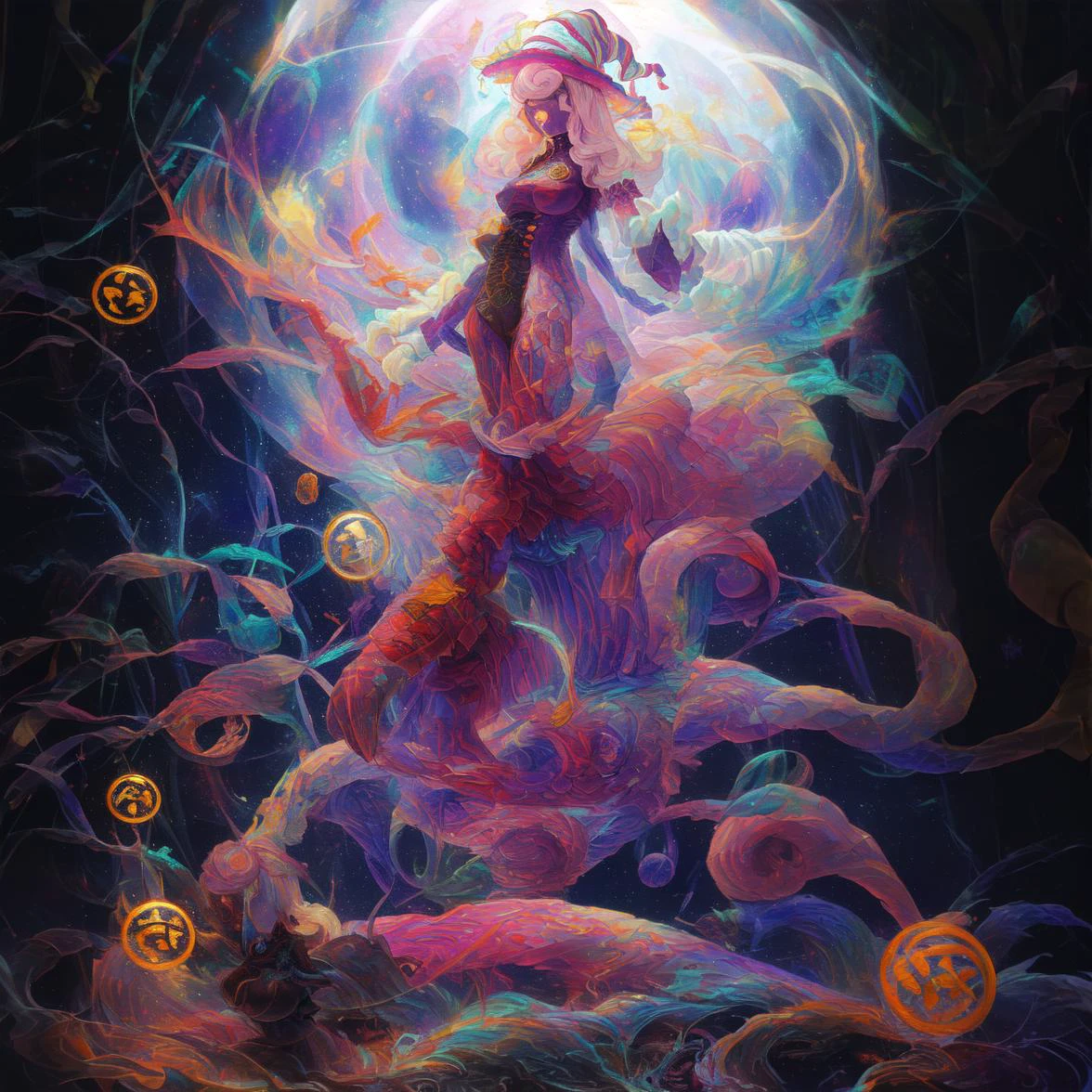 woman, runes, glowing symbols, magic spell, medium breasts, masterpiece, oil painting \(medium\), highly detailed, dmt, witch, geodes, glowing eyes, light flowing in and out of her body, flowing glowing water,
<lora:chaos:0.55>, <lora:vivianPaperMario_v1:1>