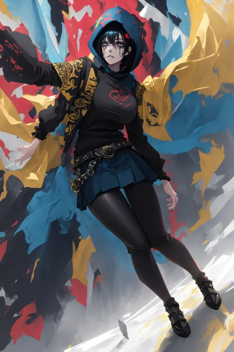 <lora:Chao3:1>, a goth female, [immaculate|intricate|immense] clothe details, detail [background|landscape|field|sun|floral|plants], ([deep eye|beautiful eye|dream iris|star iris|semi-photorealistic iris]),  [vibrant colors|limited colors| abstract colors| hard shadow], [high contrast|conflicting \(light\) values| \(very strong\) rim lighting], [sharp|photorealistic|3D|digital painting] and [2D|anime],[[ (underclothes) [[\(tattoo's\)|\(full body tattoo\)|\(breast tattoo\)] \(painted\) on skin]]], [torn clothes|scratches|mole|makeup|blush|mascara],  
BREAK 
1girl, [muscular|toned|curvy|plump], [large breasts|medium breasts] and sagging breasts, [\(large\) thighs| wide hips|thick thighs|thick lips|plush lips], \(tattoo\) \(below\) clothes, [\(large\) \(open\) jacket \(with\)\(hood\)|shirt|short skirt|legging|belt],  [skirt|frill|dress], detail face, detail eye,