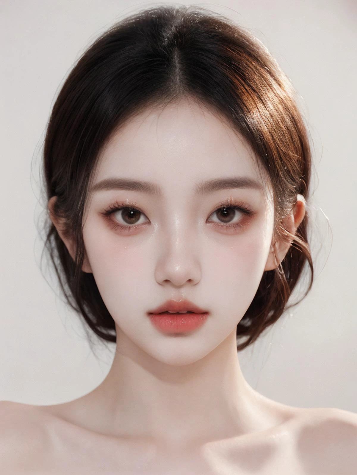 ( perfect_photography.txt:1.2)
1girl,symmetrical face, cute,oval face, narrow nose|small mouth, center to face,Various pose, seductive appearance, squinting his eyes, lascivious expression, doe-eyed, hazy gaze, full head, (dark background:0.7), Soft lighting,Soft visuals,
<lora:leco_pale_skin_last:-2.5> <lora:epiCRealismHelper:1>
<lora:Face Asian Aesthetics:0.3> <lora:eGirlMakeup:0.5> <lora:lihui4JXK-b2-bf16-128-128-1-re1-ep3-768-DA-5015fix:1>