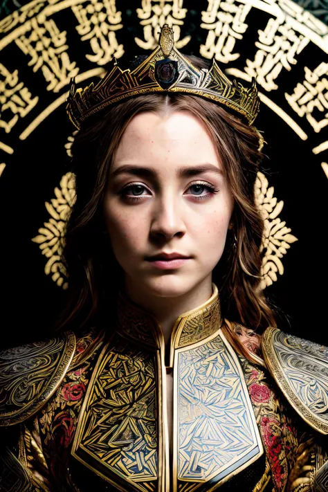 A stunning intricate full color portrait of saoirseRon1 , dressed as a queen from game of thrones, epic character composition, by ilya kuvshinov, alessio albi, nina masic, sharp focus, natural lighting, subsurface scattering, f2, 35mm