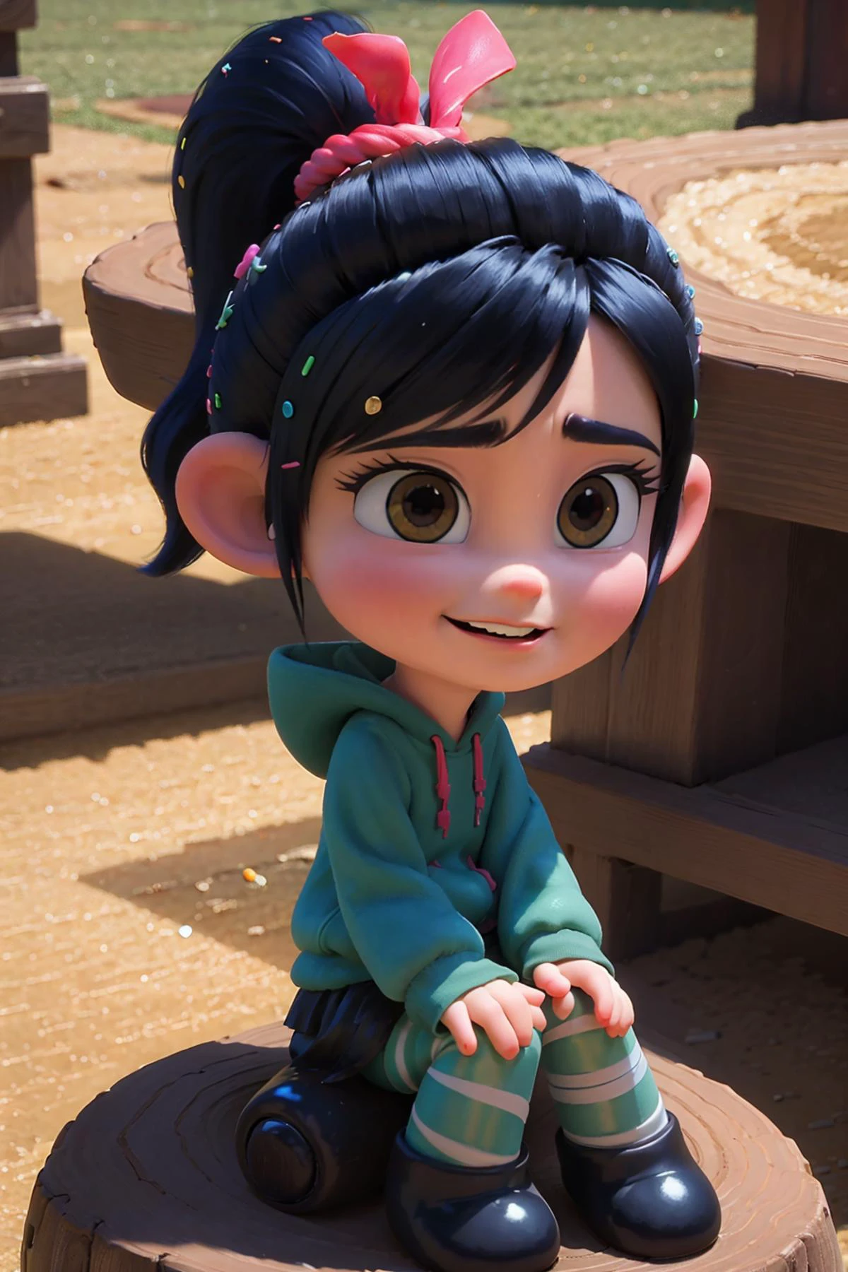 (best quality, masterpiece:1.2), photon mapping, radiosity, physically-based rendering, best quality, highly detailed,1girl,vane, outdoor, forest, (short legs), looking at the viwer, sitting, smile,
<lora:vaneV2:0.75>