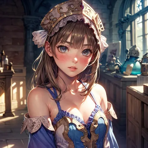 8k, 4k, intricate details, cinematic lighting, stunning environment, ornate, (realistic:1.2), detailed face, detailed eyes, detailed shadows, (atelier series:1.3), 1girl, bare shoulders, blue sleeves, blush, boots, brown hair, day, detached sleeves, dress, full body, boots, long hair, looking at viewer, petals, skirt, sky, solo,  <lora:1_ADD_Detail:1>,  <lora:CHA_Totori:0.8>