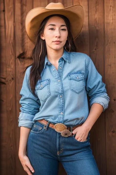 DEN_bigtittygothegg_OF,
(country beauty posing against a wooden fence with a plaid shirt and jeans and a cowboy hat, cow girl, country girl, cow girl:1.2),
bokeh, f1.4, 40mm, photorealistic, raw, 8k, textured skin, skin pores, intricate details  <lora:epi_noiseoffset2:1>, epiCRealism <lora:ClothingAdjuster3:-1>