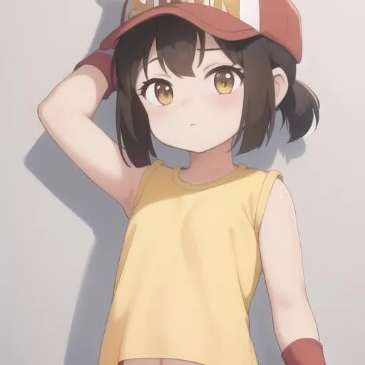 <lora:sagami:1>, s4g4m1, 1girl, yellow shirt, bare arms