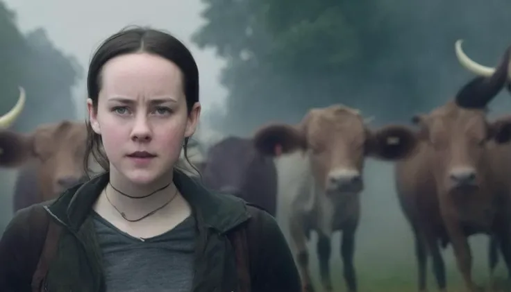 gretchenross person as an unlikely action hero taking on an heard of possessed cattle. Strong protagonist, no fear, heroine in a feature film by James Cameron.