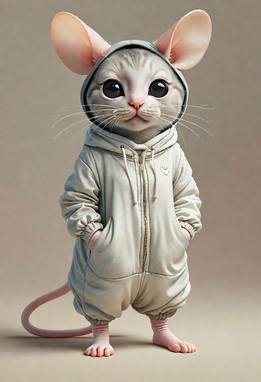 A close up of a cat wearing a hoodie and standing - SeaArt AI