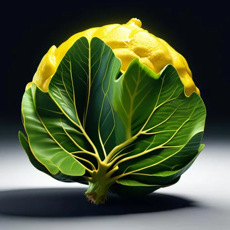 ((best quality)), ((masterpiece)), ((realistic,digital art)), (hyper detailed),tumor-infused Ample Lemon Tuberous-rooted Flattened plant, Shiny Texture Flaky Spine, Ridged, Orbicular Alternate leaf, Veinless, Crowded, Wavy Leaf Margin, Involucrate, Decussate Phyllotaxy, , octane rendering, raytracing, volumetric lighting, Backlit,Rim Lighting, 8K, HDR