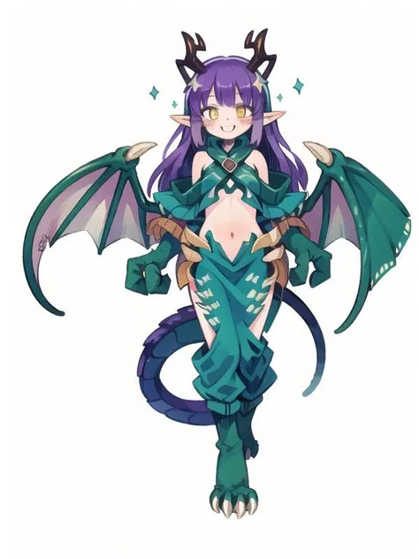 ((highest quality)), ((masterpiece)), (be familiar with), perfect face, doragon girl, Monster girl, (((yellow hair))), long hair, (((dragon scales))), (((doragon tail))), (((green doragon wings))), (Head on cool doragon horn), school swimwear, small breasts, Angry, smile, grin, forest, standing, from front, dragon scales on arms, dragon scales on legs