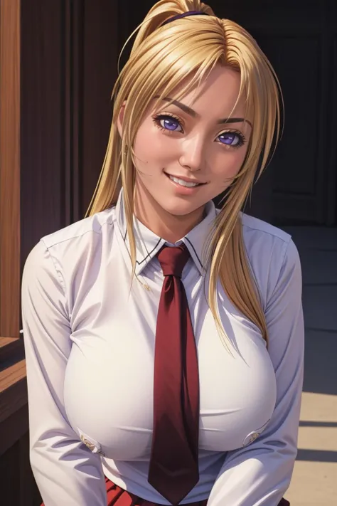masterpiece, best quality, 1girl, saeki kaori,school_uniform, (huge breasts), mischievous smile, posing, medium shot, thick lips, purple eyes, long eyelashes, <lora:add_detail:0.4> <lora:Kaori_Saeki_uniform1:0.75>