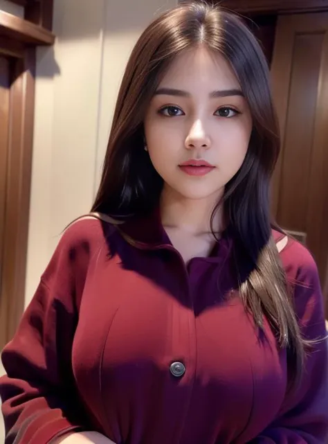 (((balanced eyes))), ((balance face)), (((balance eyes))), (8k, best quality, masterpiece:1.2),(upper body 1:2) (realistic, photorealistic, photo-realistic:1.37), ultra-detailed, beautiful detailed eyes, beautiful detailed nose, (((balanced eyes))), ((upper body 1:2)),((big breasts)), (((sweater))), natural skin texture, 24mm, 4k textures, soft cinematic light, adobe lightroom, photolab, hdr, intricate, elegant, highly detailed, sharp focus, ((((cinematic look)))), soothing tones, insane details, intricate details, hyperdetailed, low contrast, soft cinematic light, dim colors, exposure blend, hdr, faded, slate atmosphere, <lora:Nooknapa:0.65>, (((red long coat ))), (((body covered))), (((jacket)))