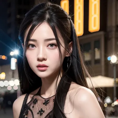 (goddess-like happiness:1.2), Kpop idol, full body, floating hairs, black eyes, (RAW photo:1.2), (photorealistic:1.4), (masterpiece:1.3), (intricate details:1.2),casual dress, beautiful detailed, (detailed eyes), (detailed facial features), (20 years old female), petite, small breasts, narrow waist, (looking_at_viewer:1.4), from_front, slim_legs, (best quality:1.4), (ultra highres:1.2), cinema light, outdoors, (extreme detailed illustration), (lipgloss, eyelashes, best quality, ultra highres, depth of field, caustics, Broad lighting, natural shading, 85mm, f/1.4, ISO 200, 1/160s:0.75)