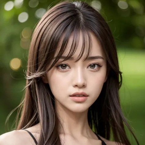 (goddess-like happiness:1.2), Kpop idol, full body, floating hairs, brown eyes, (RAW photo:1.2), (photorealistic:1.4), (masterpiece:1.3), (intricate details:1.2), naked, beautiful detailed, (detailed eyes), (detailed facial features), (25 years old female), petite, small breasts, narrow waist, (looking_at_viewer:1.4), from_front, slim_legs, (best quality:1.4), (ultra highres:1.2), cinema light, outdoors, (extreme detailed illustration), (lipgloss, eyelashes, best quality, ultra highres, depth of field, caustics, Broad lighting, natural shading, 85mm, f/1.4, ISO 200, 1/160s:0.75), (RAW photo, best quality), (realistic, photo-realistic:1.3), best quality ,masterpiece, an extremely delicate and beautiful, extremely detailed, unity, finely detail, masterpiece, best quality, extremely detailed CG unity 8k wallpaper, absurdres, incredibly absurdres, huge filesize , ultra-detailed, highres, extremely detailed, pureerosface_v1, beautiful detailed girl, extremely detailed eyes and face, beautiful detailed eyes, light on face, straight-on, staring, collarbone, bare shoulders, long eyelashes